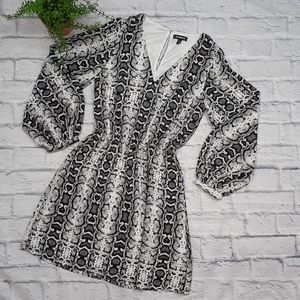 Express Snake Print Midi Dress Long Sleeve Size XS